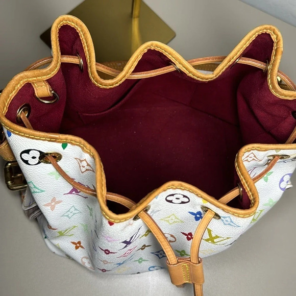 Authentic Louis Vuitton Multicolor Petit Noe Bucket Style White Monogram Rainbow - Picture 4 of 17
